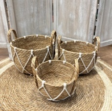 Seagrass baskets D29xH20, D24xH17, D20xH13 cm, 3 pcs